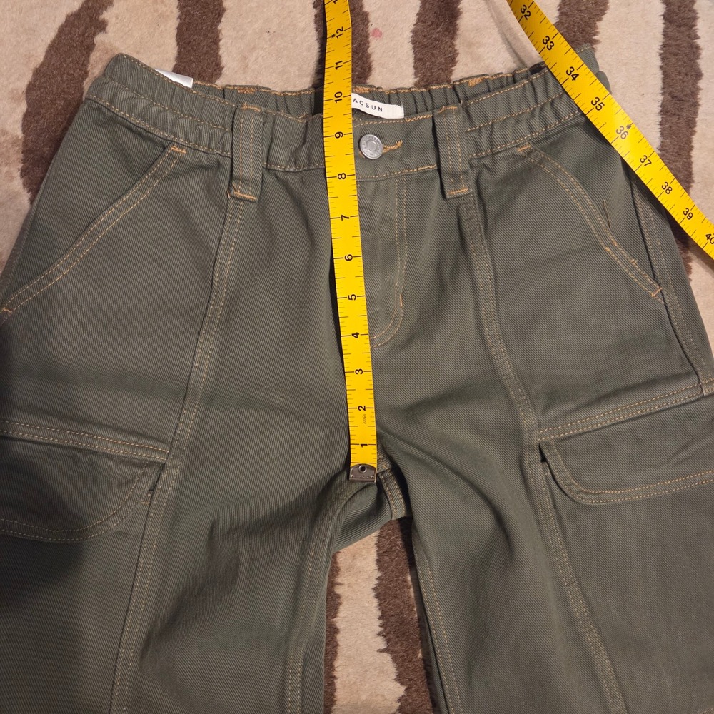 Pacsun Elastic Waist Cargo Pants Olive Green Straight Leg Utility Size S - Picture 9 of 10